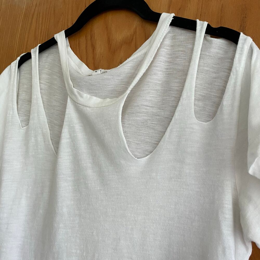 LNA Cutout White Cotton Tee Size XS - Picture 2 of 5